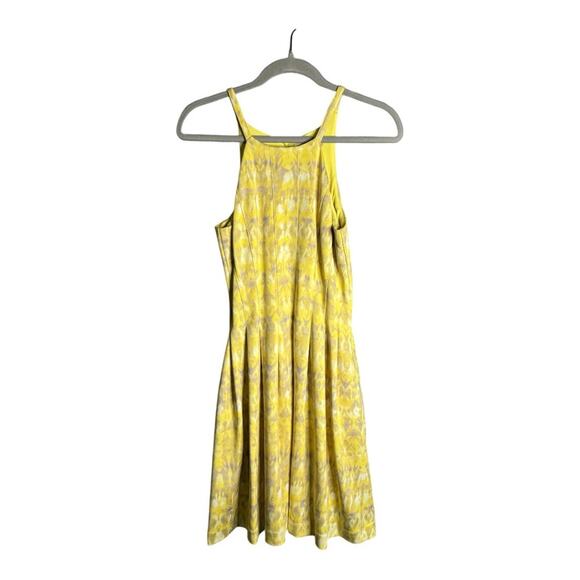 Calvin Klein Yellow and Gray Print Sleeveless A Line Dress Back Zipper Size 4 - Picture 1 of 6